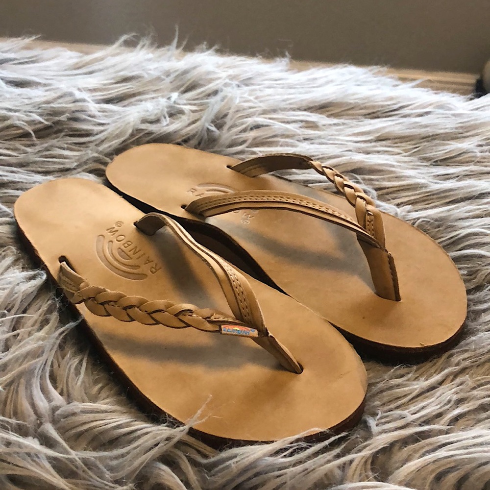 Rainbow flip flops size large